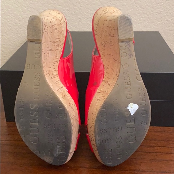 Guess - Red Patent Leather Cork Wedge - Picture 6 of 9